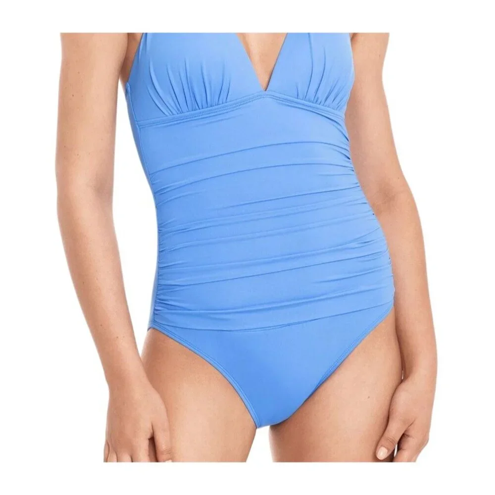 Ralph Lauren 16 Tummy Control Halter One-piece Swimsuit Beach Club Bathing Suit